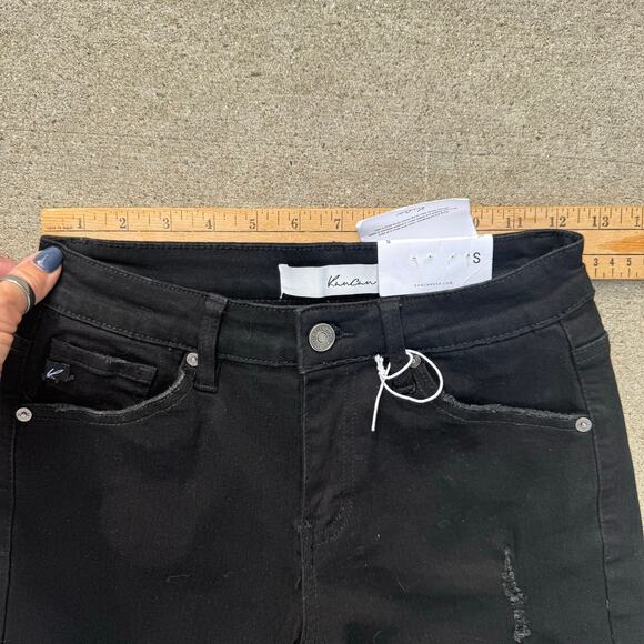 KANCAN Distressed Zip Up Black Cutoff Cuffed Jean Shorts SMALL KC5027BK NWT New - Picture 8 of 11